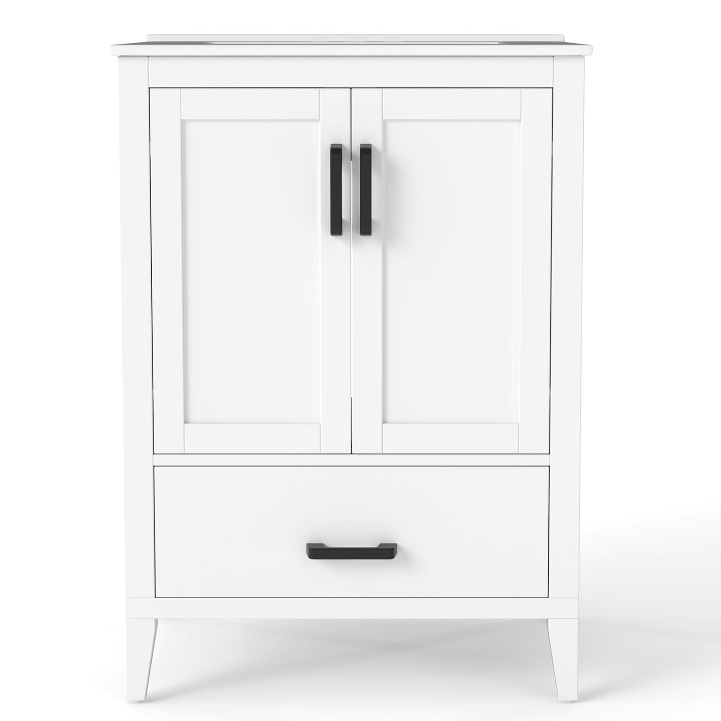 24.5" Modern Bathroom Vanity With Sink, 2 Doors And Drawer, White Floor Cabinets White at Gallery Canada