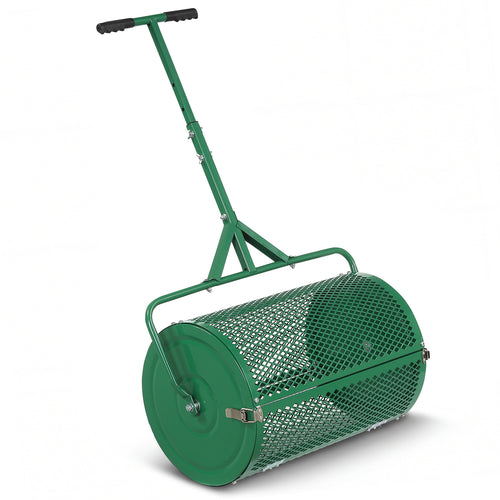 24 Inch Compost Spreader, Height-Adjustable T-Handle, Green