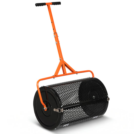24 Inch Compost Spreader, Peat Moss Roller, Adjustable T-Handle, Orange Lawn Care Tools Orange at Gallery Canada