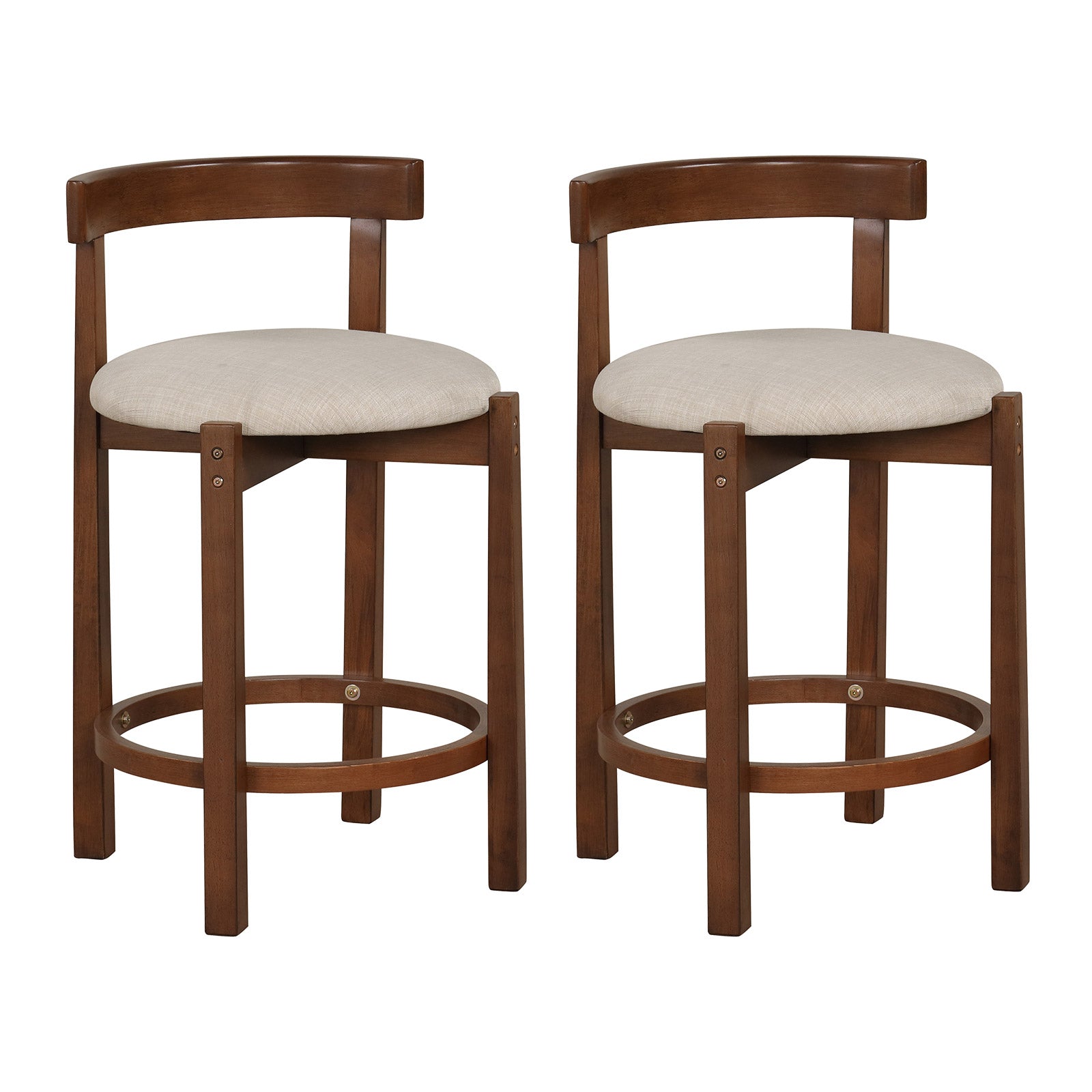 24 Inch Counter Height Bar Stools, Set of 2, Beige Bar Stools Beige at Gallery Canada