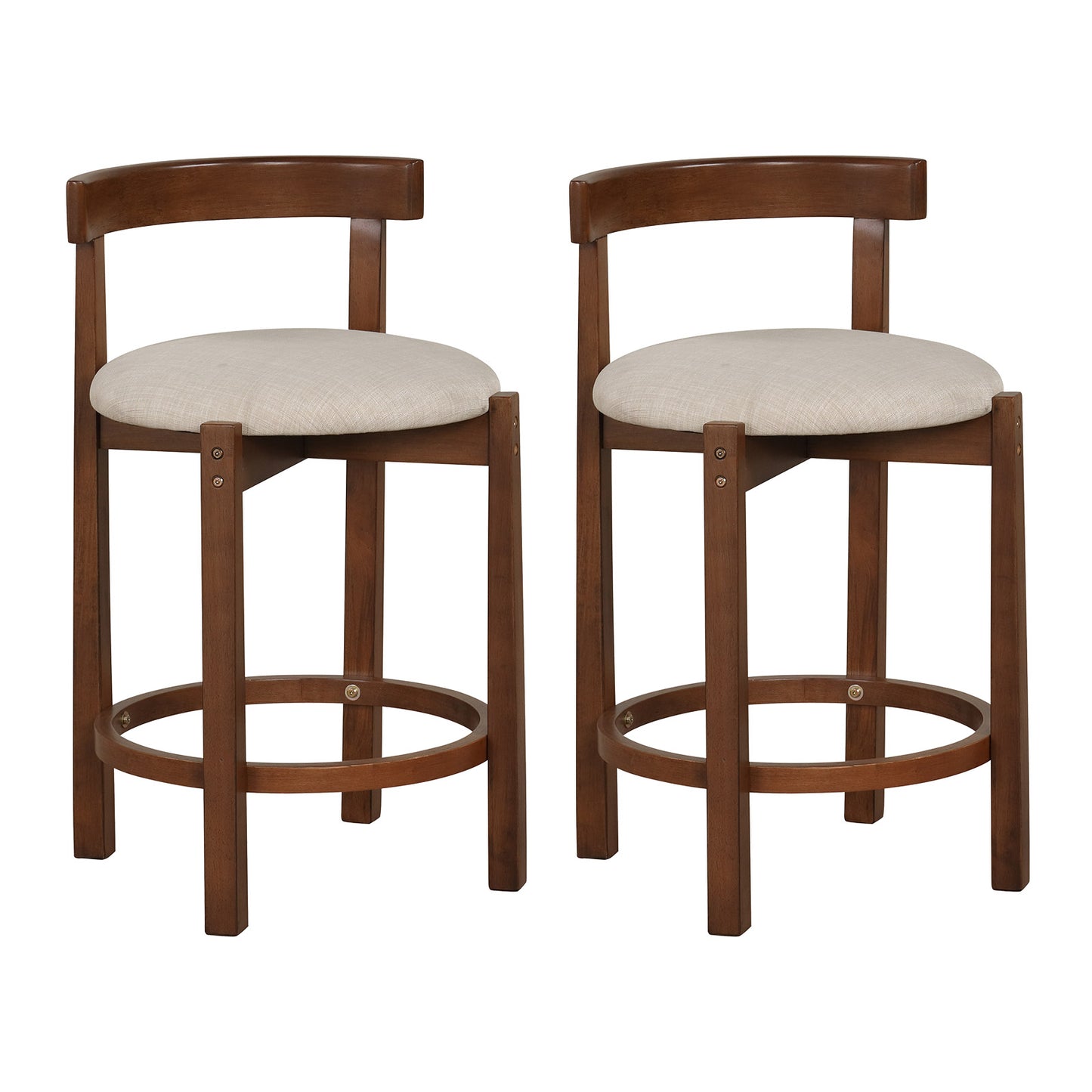 24 Inch Counter Height Bar Stools, Set of 2, Beige Bar Stools Beige at Gallery Canada
