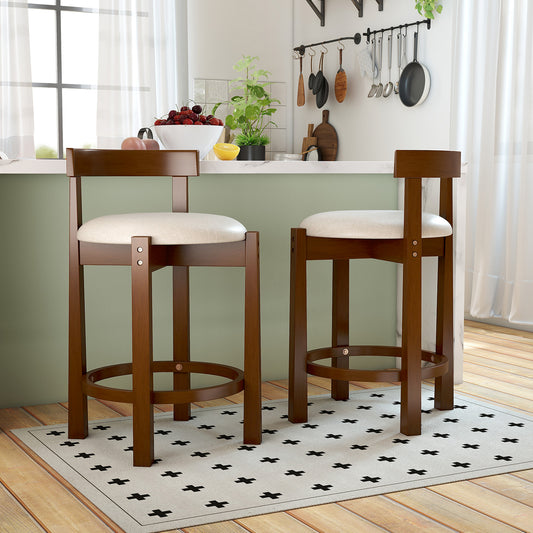 24 Inch Counter Height Bar Stools, Set of 2, Beige Bar Stools Beige at Gallery Canada