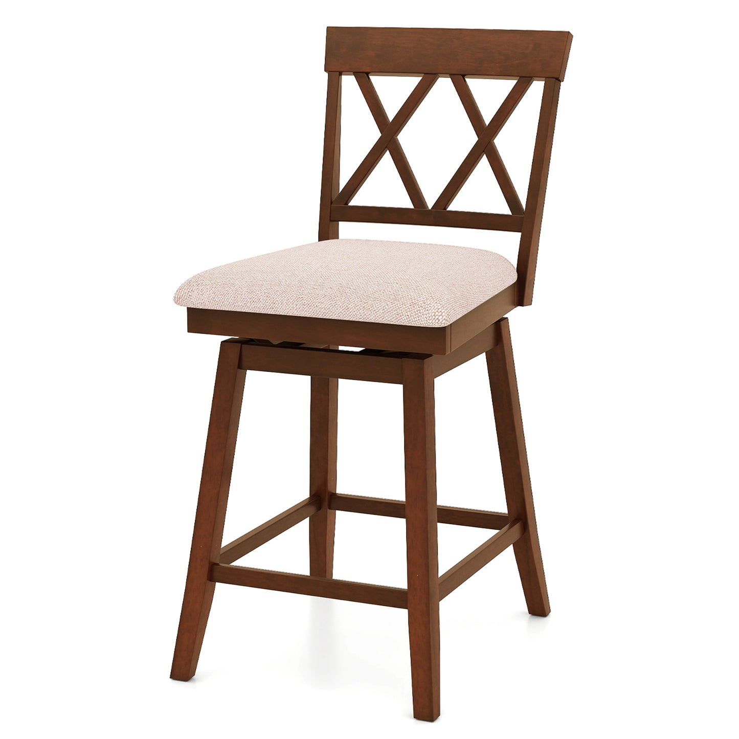 24 Inch Counter Height Barstools with Backrest and Upholstered Seat Cushion for Kitchen Dining Room, Oak Bar Stools Oak at Gallery Canada