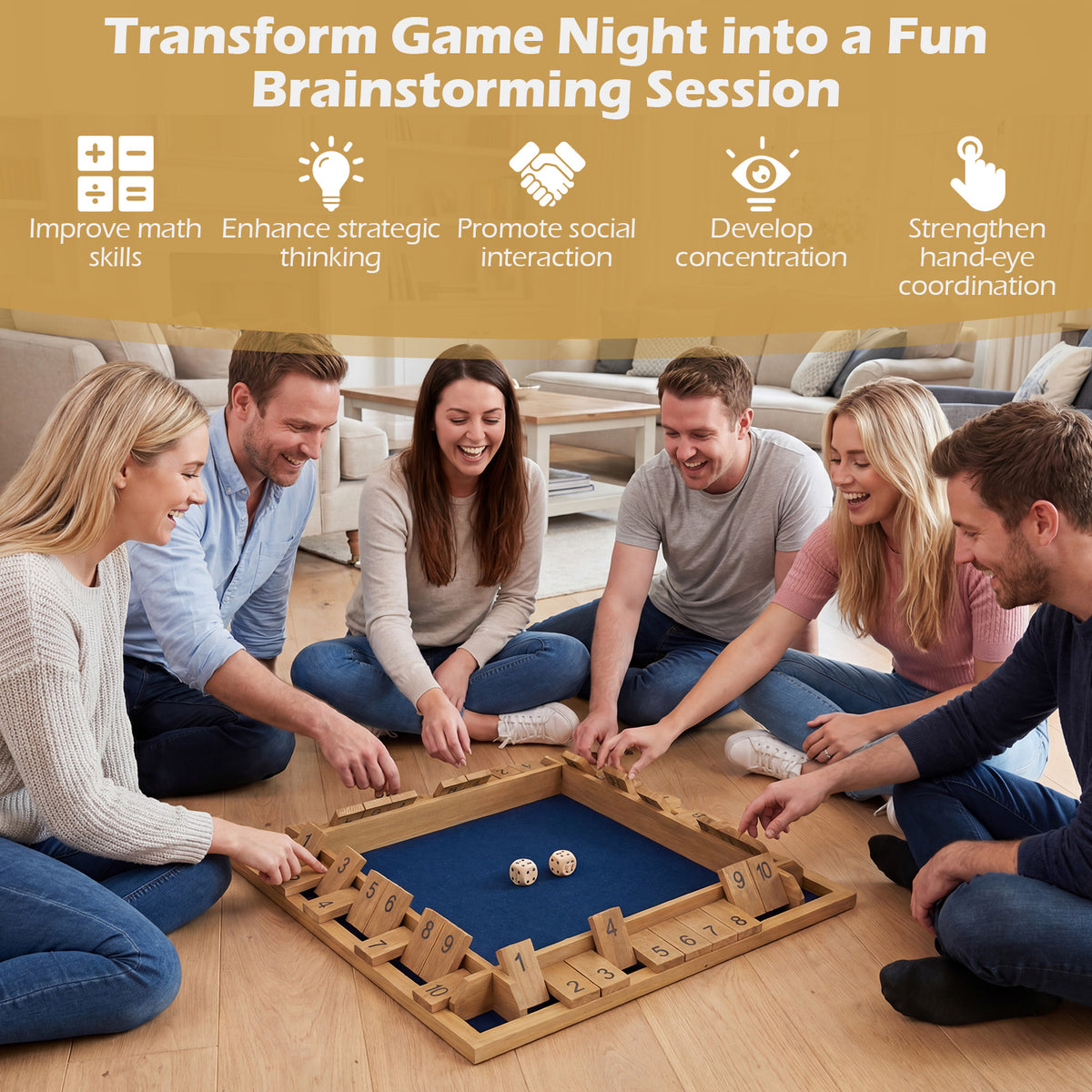 24 Inch Extra-Large Shut The Box Game, 2-4 Players Game Room at Gallery Canada