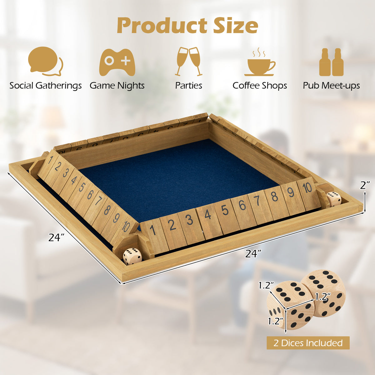 24 Inch Extra-Large Shut The Box Game, 2-4 Players Game Room at Gallery Canada