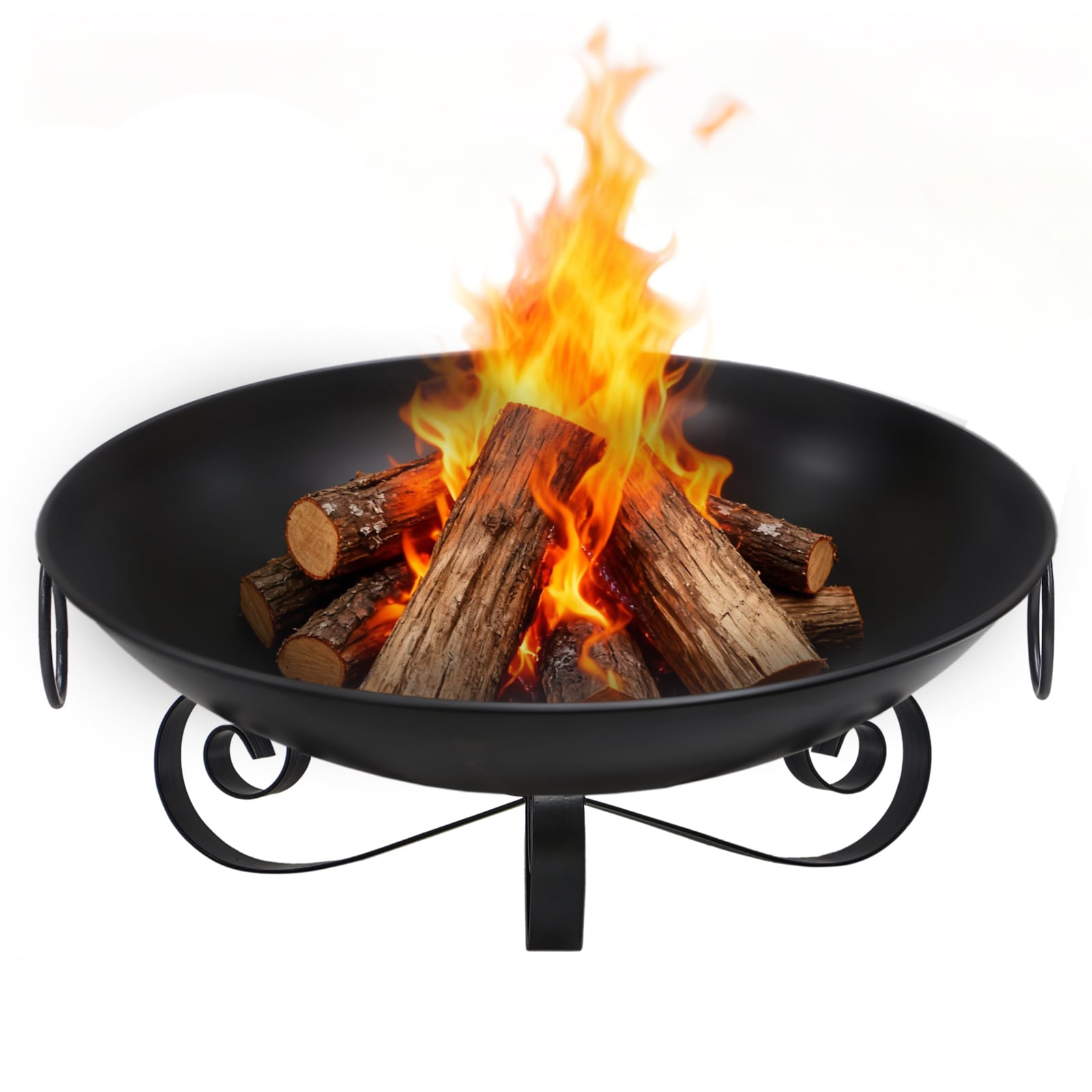 24 Inch Heavy-Duty Metal Fire Pit Bowl Outdoor Wood-Burning Firepit with Handles Fire Pits at Gallery Canada