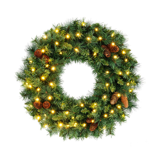 24 Inch Pre-Lit Artificial Christmas Wreath, Battery Operated Christmas Decor & Accessories Options at Gallery Canada
