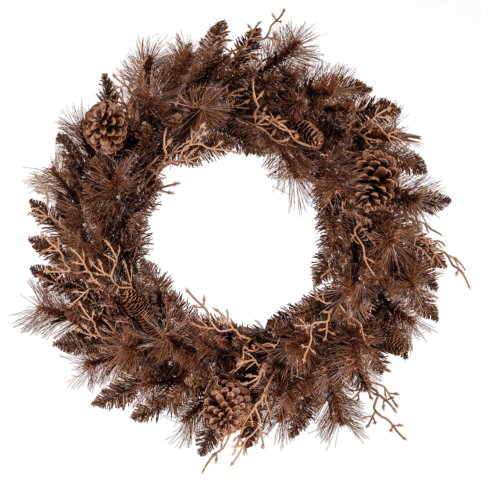 24 Inch Pre-lit Christmas Wreath with 105 Branch Tips and 35 Warm White LED Lights-2 pieces Christmas Decor & Accessories at Gallery Canada