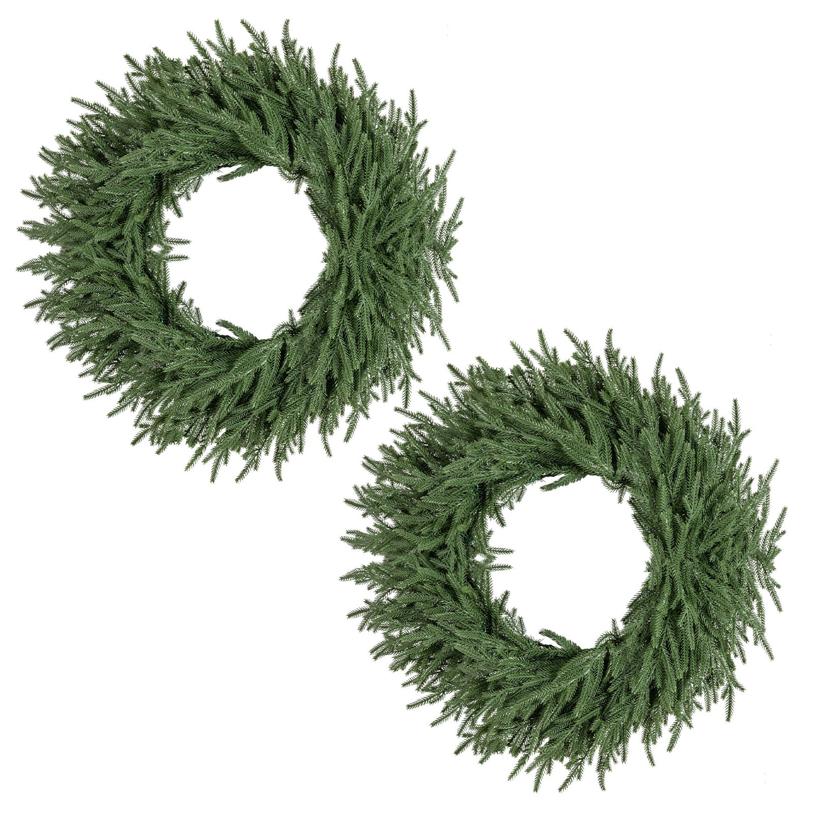 24 Inch Pre-lit Christmas Wreath with 108 Branch Tips and 35 Warm White LED Lights for Wall Window-2 piece Christmas Decor & Accessories at Gallery Canada