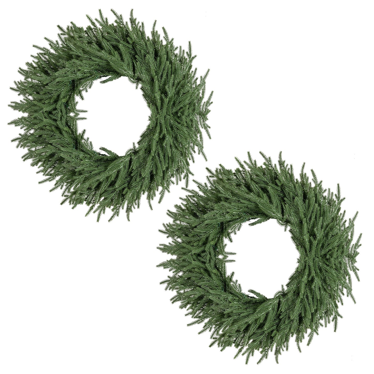 24 Inch Pre-lit Christmas Wreath with 108 Branch Tips and 35 Warm White LED Lights for Wall Window-2 piece Christmas Decor & Accessories at Gallery Canada