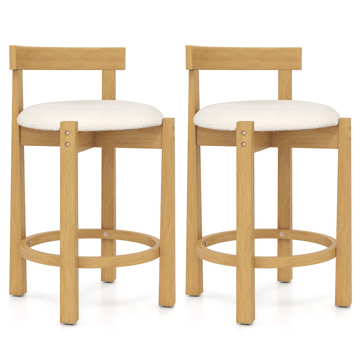 24 Inch Teddy Velvet Counter Height Bar Stools, Set of 2, White Bar Stools at Gallery Canada