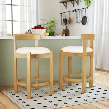 24 Inch Teddy Velvet Counter Height Bar Stools, Set of 2, White Bar Stools at Gallery Canada
