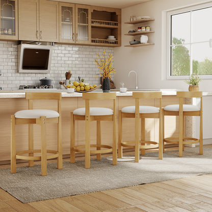 24 Inch Teddy Velvet Counter Height Bar Stools, Set of 2, White Bar Stools at Gallery Canada