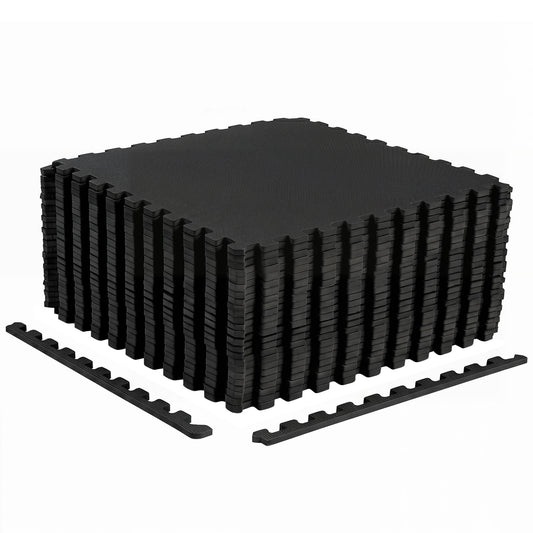 24 Pack Non-Slip Protective Interlocking EVA Foam Floor Tiles, Black Decorative Fencing & Flooring Black at Gallery Canada