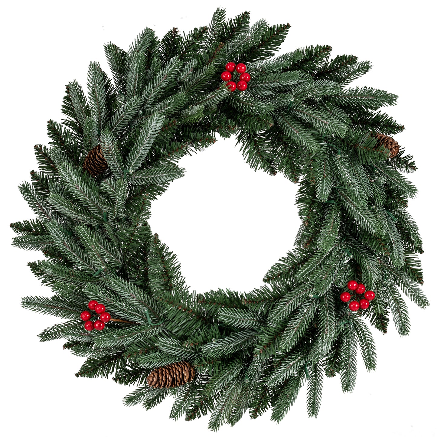 24” Pre-lit Christmas Wreath Set of 2 Front Door Artificial Xmas Wreath with 90 Frosted Branch Tips Christmas Decor & Accessories at Gallery Canada