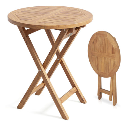 24" Round Solid Teak Outdoor Folding Bistro Table with Footrest Patio Dining Tables at Gallery Canada