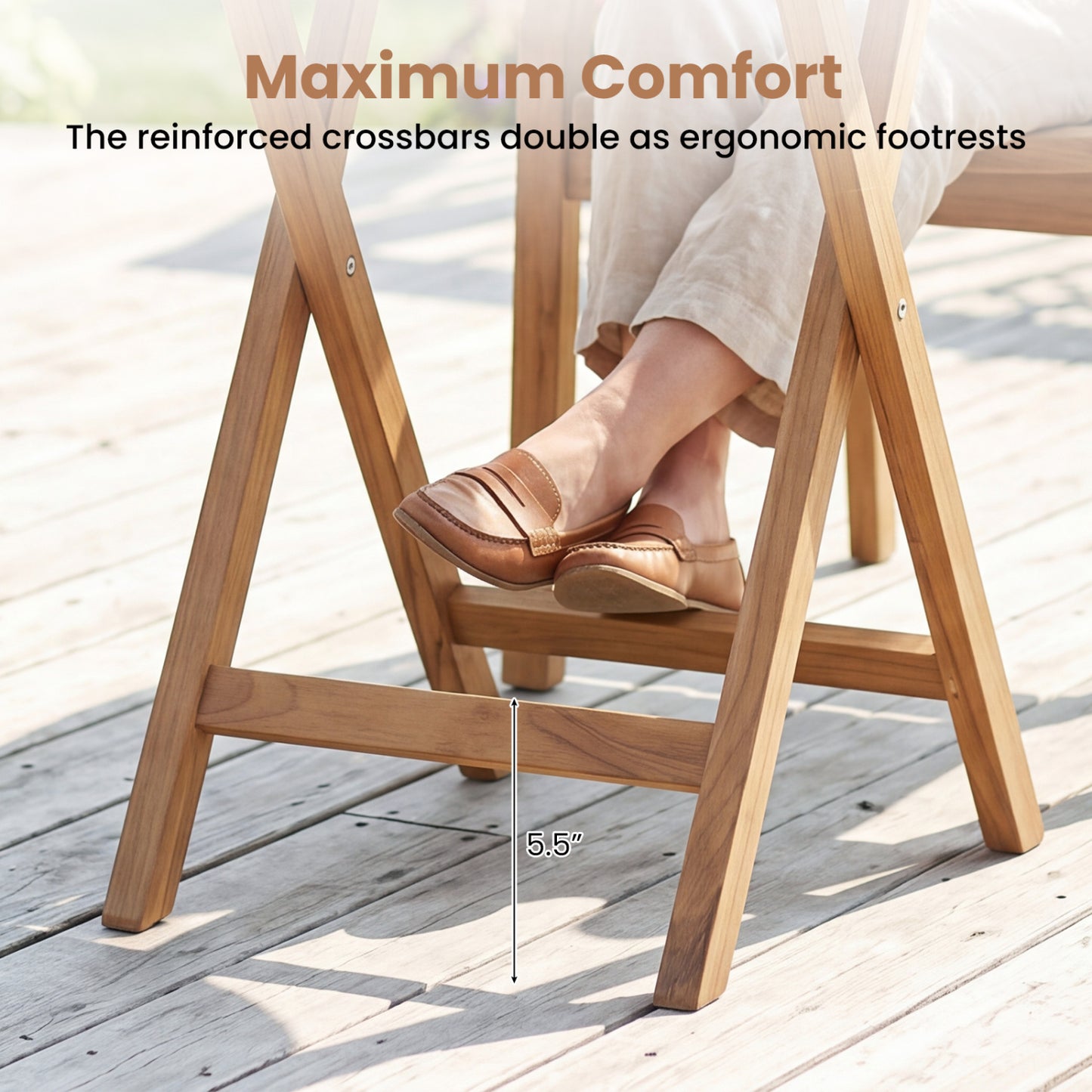 24" Round Solid Teak Outdoor Folding Bistro Table with Footrest Patio Dining Tables at Gallery Canada