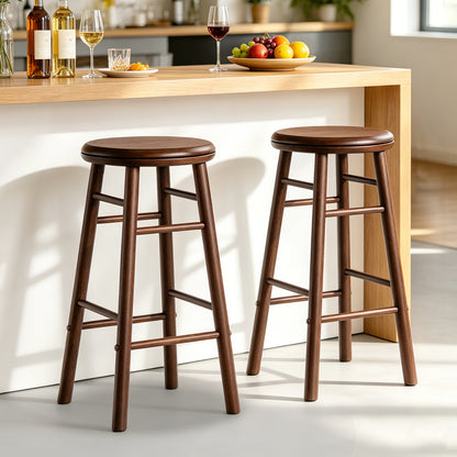24" Swivel Bar Stools Set of 2 with Footrests, Walnut Bar Stools at Gallery Canada
