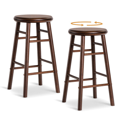 24" Swivel Bar Stools Set of 2 with Footrests, Walnut Bar Stools at Gallery Canada