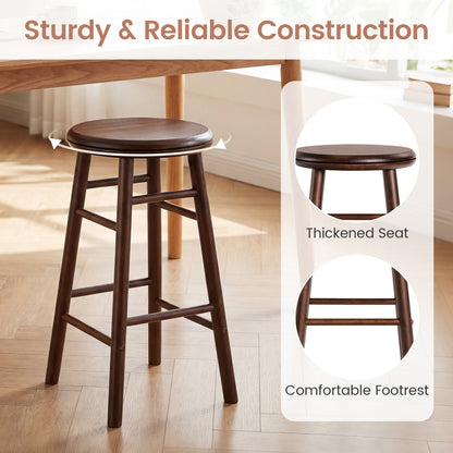 24" Swivel Bar Stools Set of 2 with Footrests, Walnut Bar Stools at Gallery Canada
