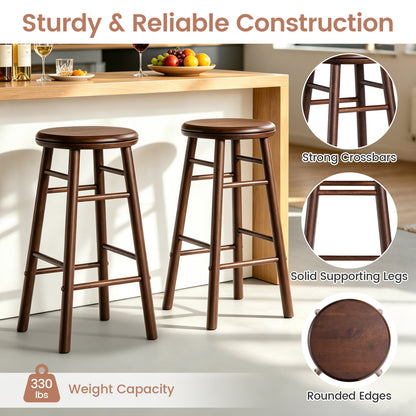 24" Swivel Bar Stools Set of 2 with Footrests, Walnut Bar Stools at Gallery Canada