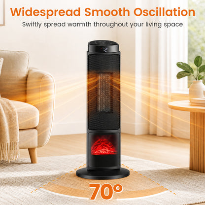 24 Inch 1500W PTC Ceramic Tower Heater, Black Space Heaters at Gallery Canada