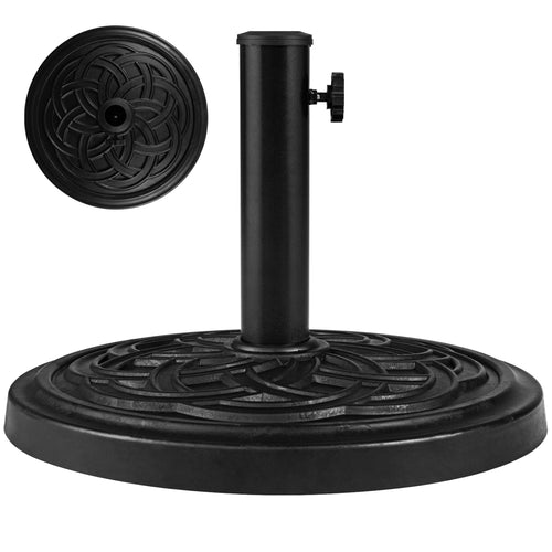 24 lbs Round Umbrella Base, Adjustable Knob, 2 Adapters, Black