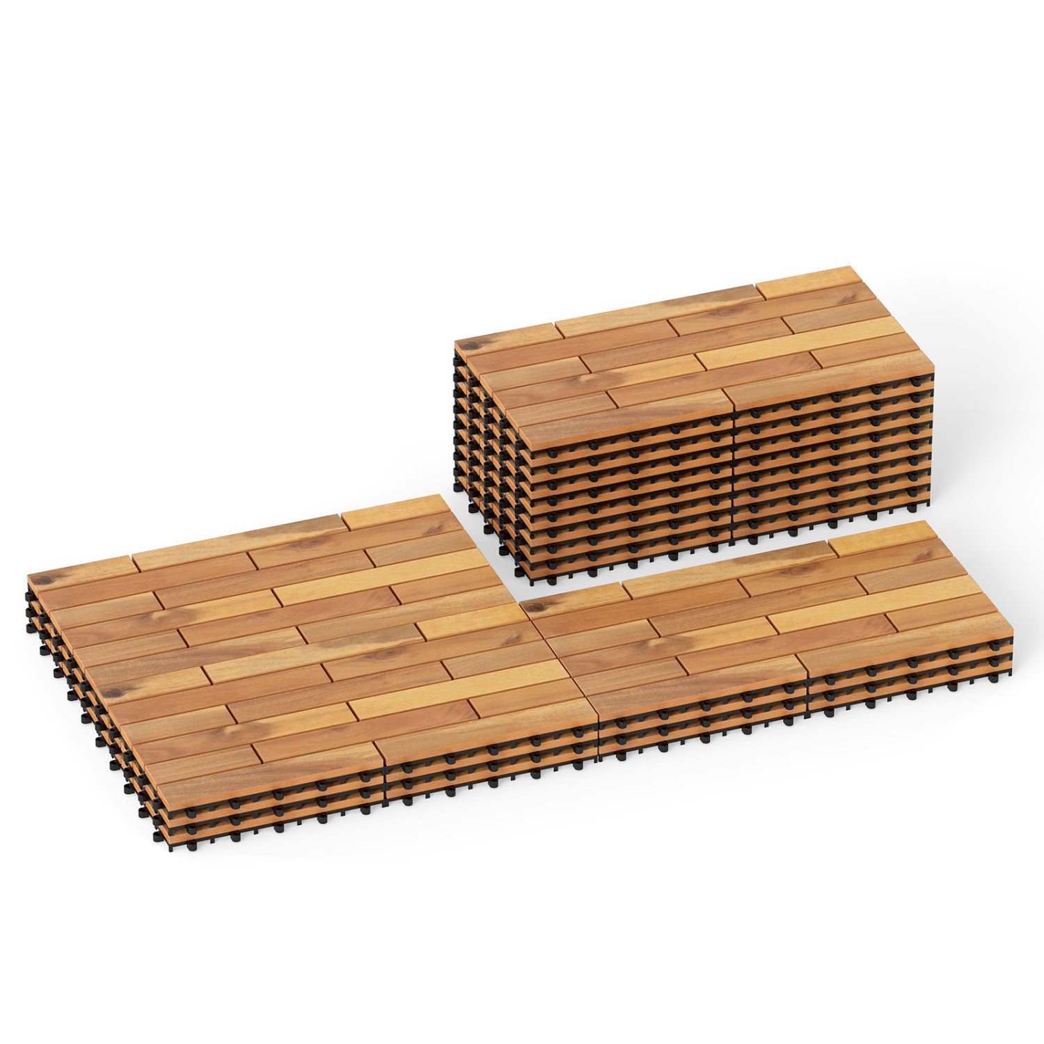 24 x 12 Inch 36 Pieces Acacia Wood Interlocking Deck Tiles with Waterproof Design, Natural Decorative Fencing & Flooring Natural at Gallery Canada