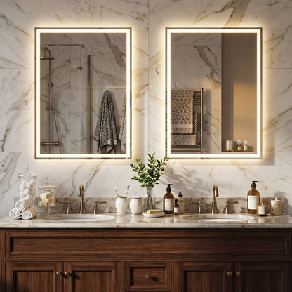 24 x 32 Inch LED Bathroom Mirror, Frontlit And Backlit, Silver Wall Mirrors at Gallery Canada
