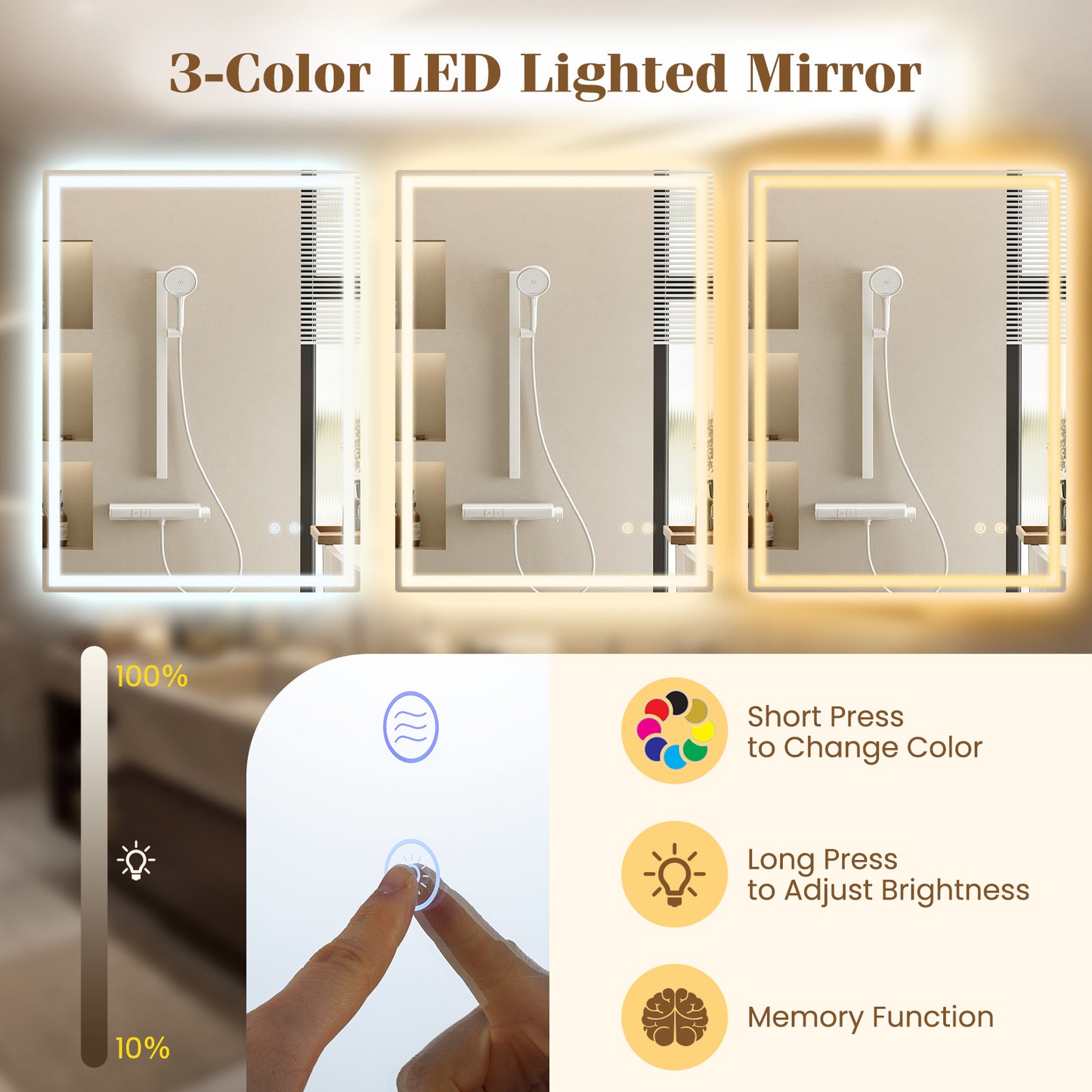24 x 32 Inch LED Bathroom Mirror, Frontlit And Backlit, Silver Wall Mirrors at Gallery Canada