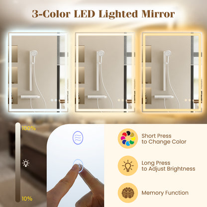 24 x 32 Inch LED Bathroom Mirror, Frontlit And Backlit, Silver Wall Mirrors at Gallery Canada