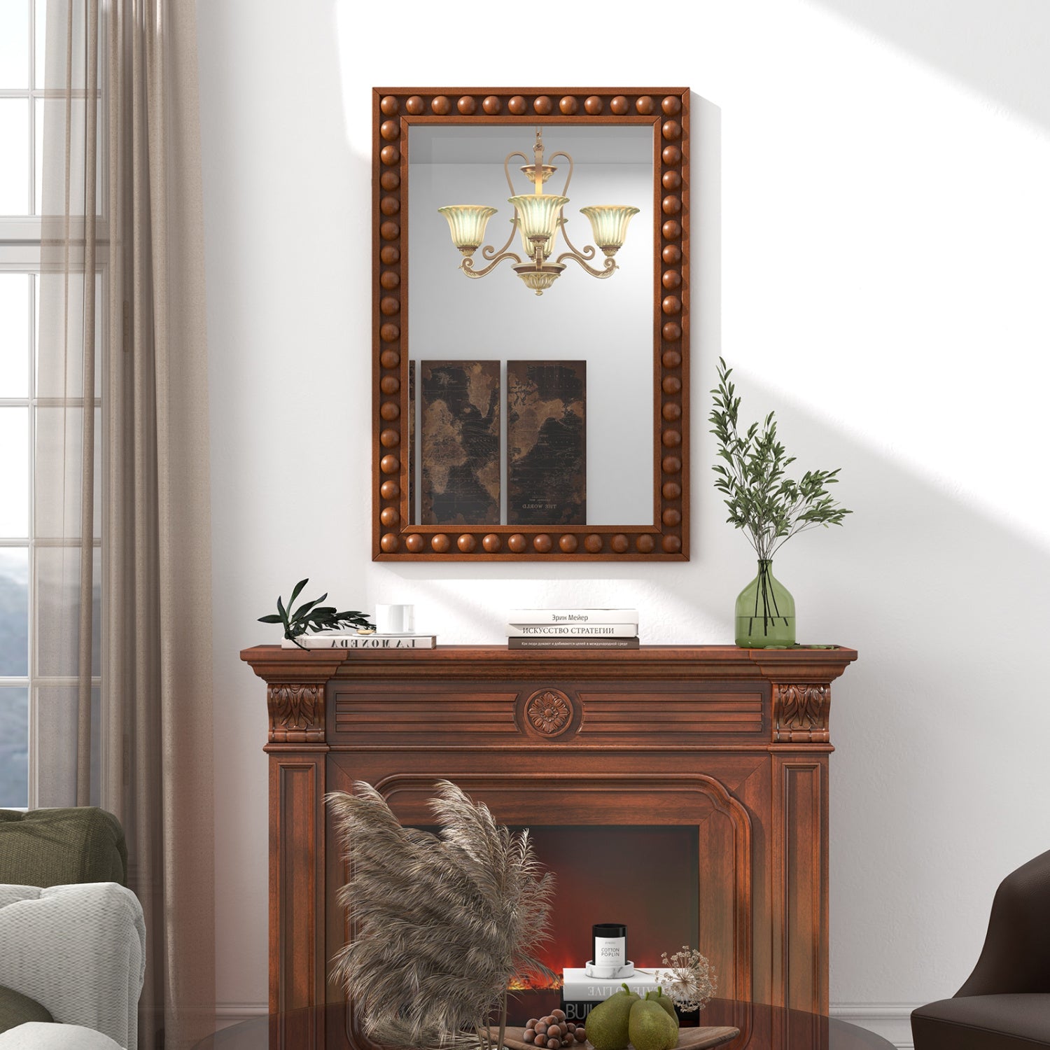 24 x 36 Inches Rustic Wall Mirror, Solid Wood Frame, Brown Wall Mirrors at Gallery Canada