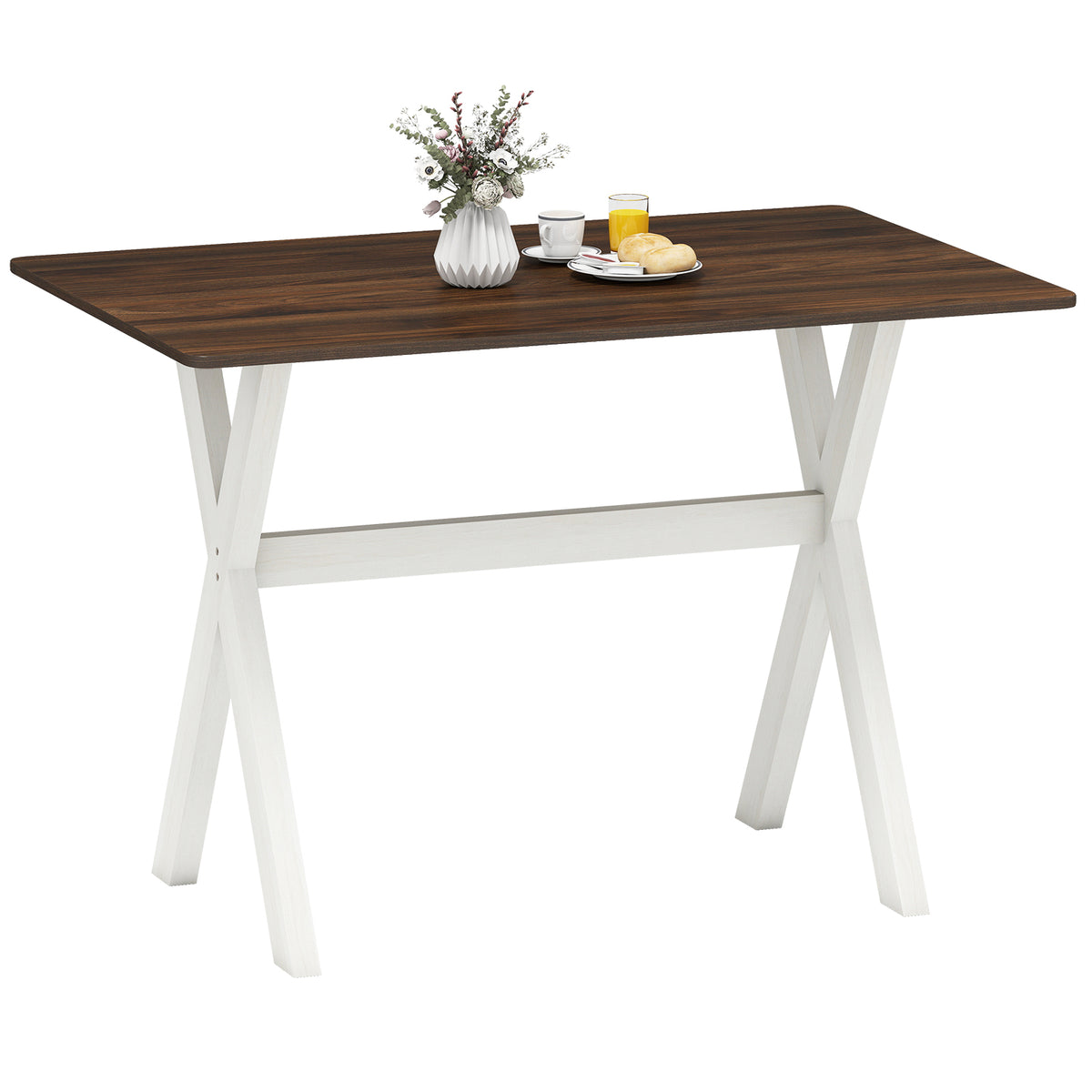 Modern Dining Table, Wooden Kitchen Table, X-Shaped Frame, White Dining Tables at Gallery Canada