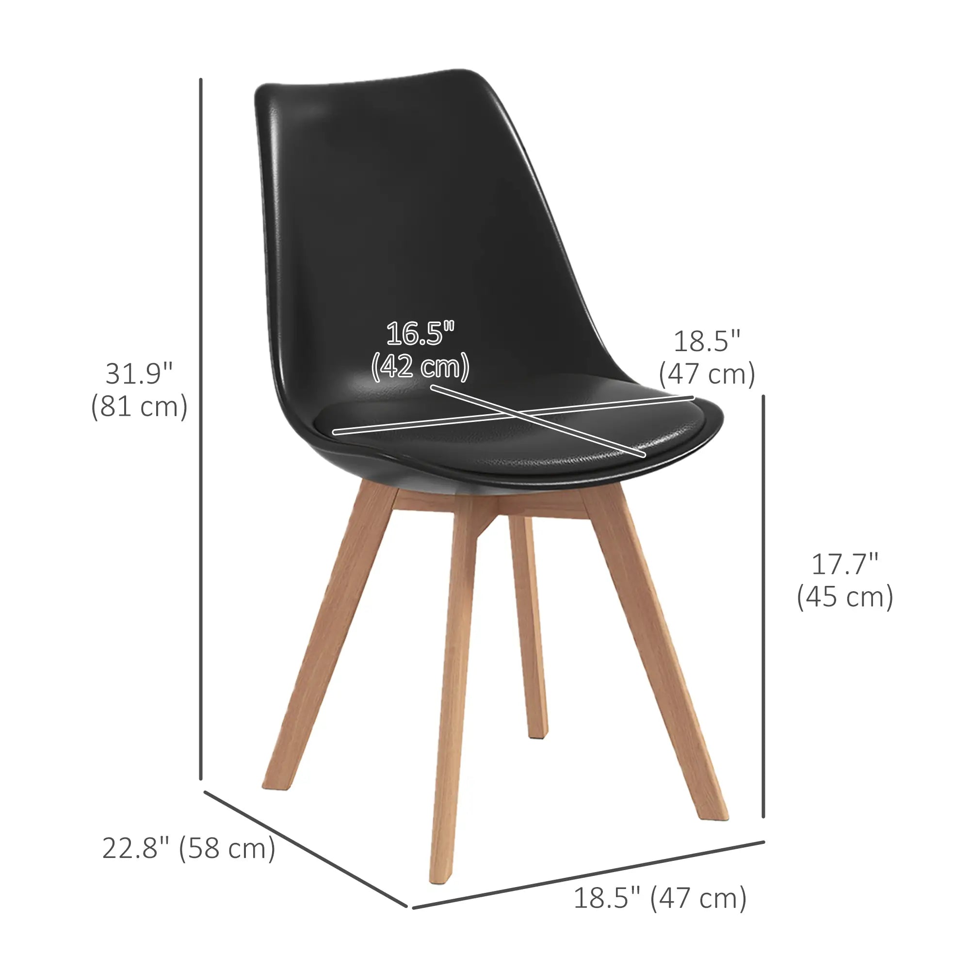 Modern Dining Table Chairs Set of 4, Rubber Wood Kitchen Table Chairs with PU Leather Cushion for Living Room, Bedroom Bar Sets at Gallery Canada