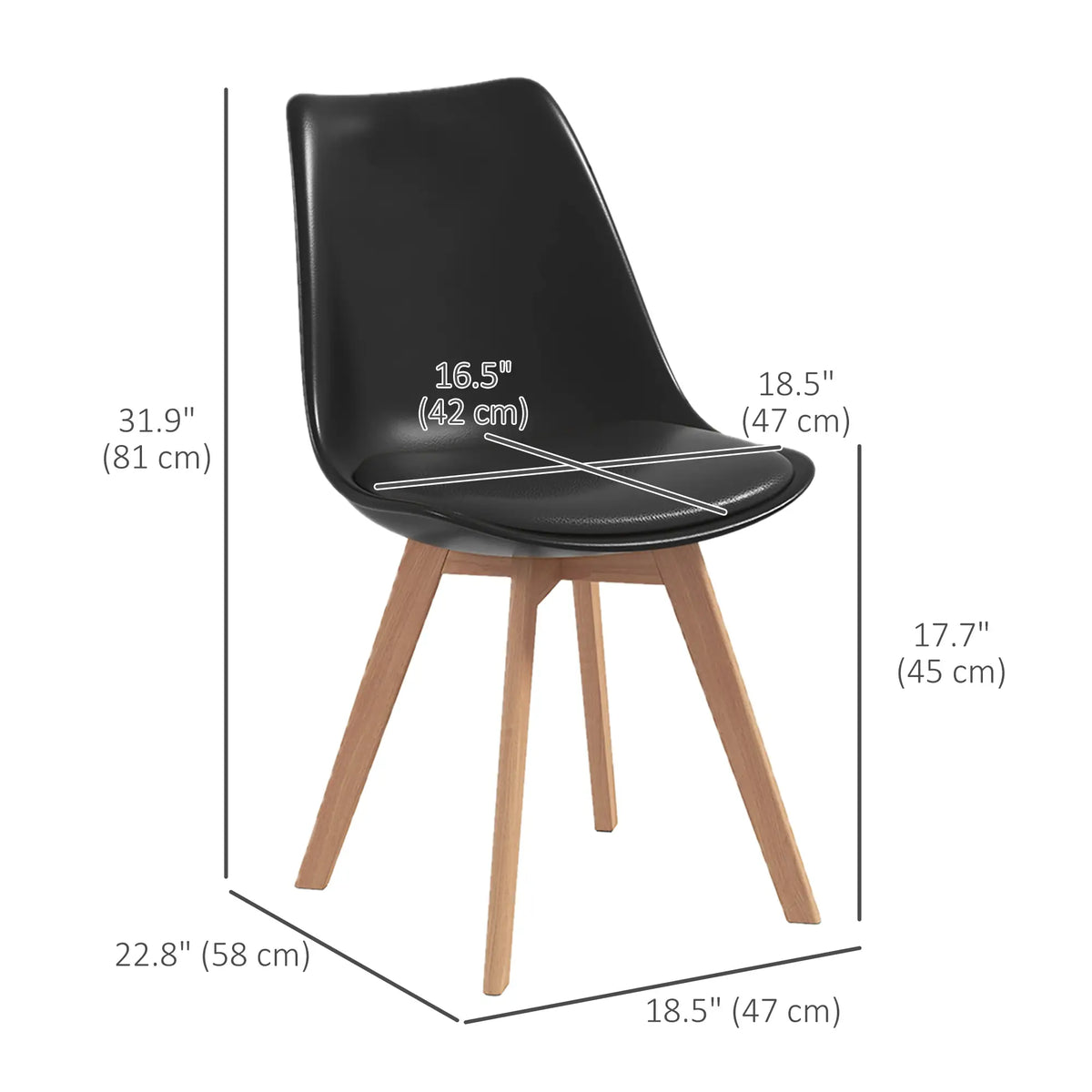 Modern Dining Table Chairs Set of 4, Rubber Wood Kitchen Table Chairs with PU Leather Cushion for Living Room, Bedroom Bar Sets at Gallery Canada