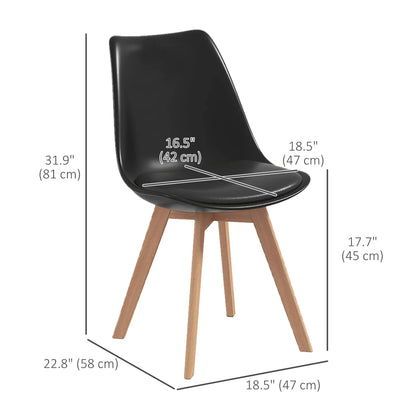 Modern Dining Table Chairs Set of 4, Rubber Wood Kitchen Table Chairs with PU Leather Cushion for Living Room, Bedroom Bar Sets at Gallery Canada