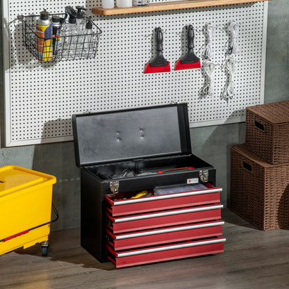 15.6" Tall Portable Metal Tool Box, 4 Drawer Lockable Chest, Red Tool Organizers at Gallery Canada