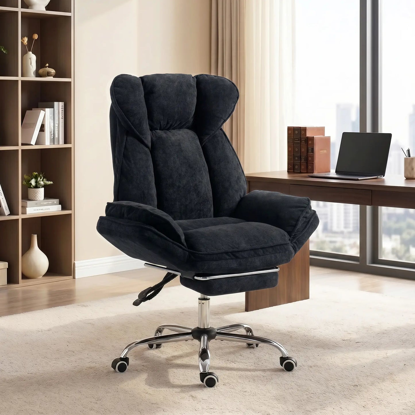 Big & Tall Office Chair, High Back, Snowflake Velvet, Black Office Chairs at Gallery Canada