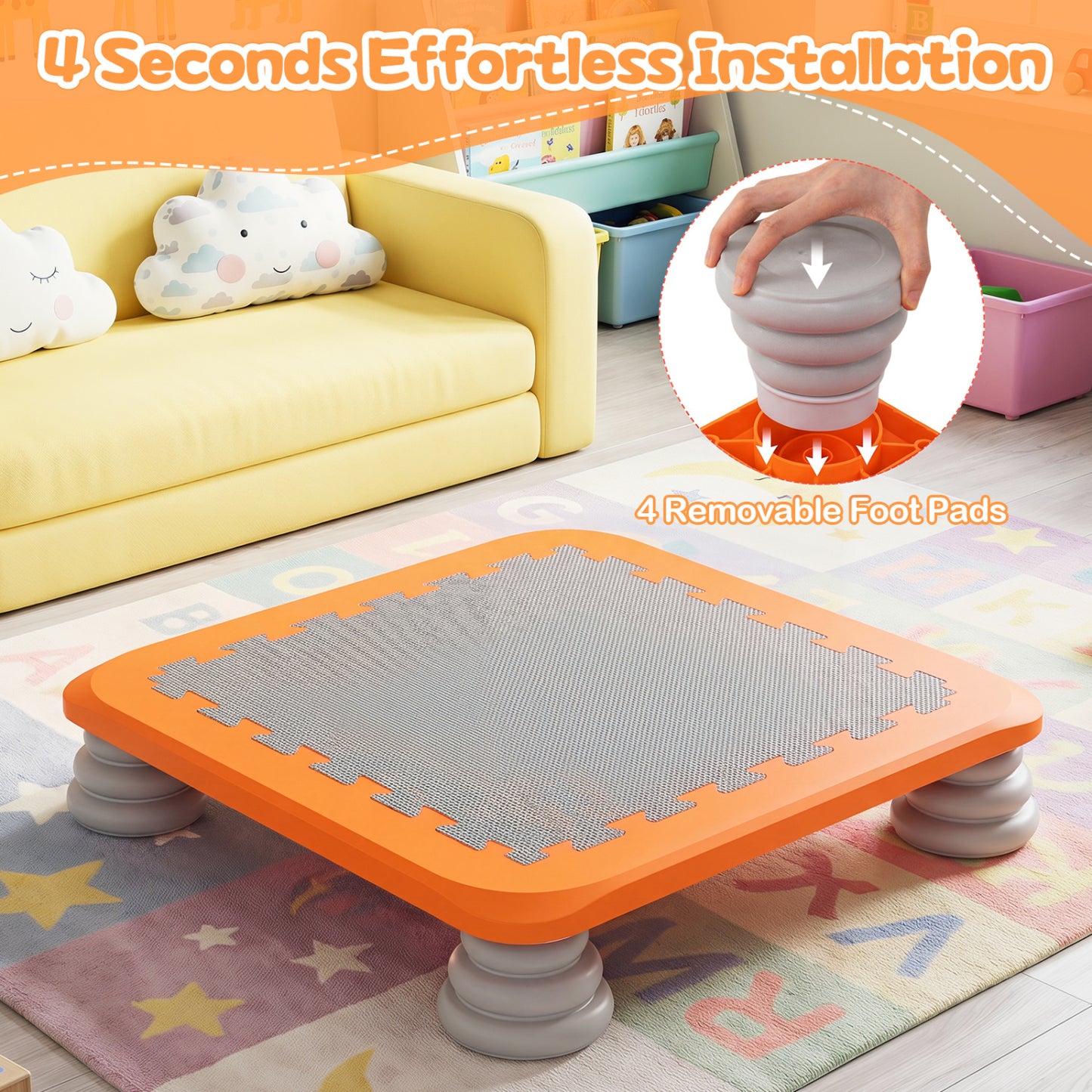 25.5 Inch Kids Mini Trampoline, Orange Trampolines at Gallery Canada