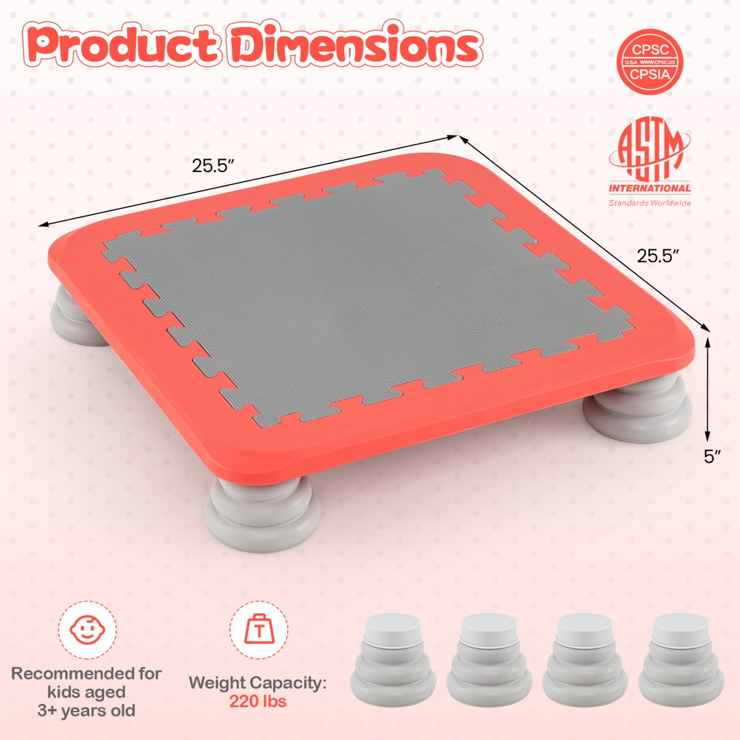 25.5 Inch Kids Mini Trampoline With 4 Non-Slip Foot Pads, Red Trampolines at Gallery Canada