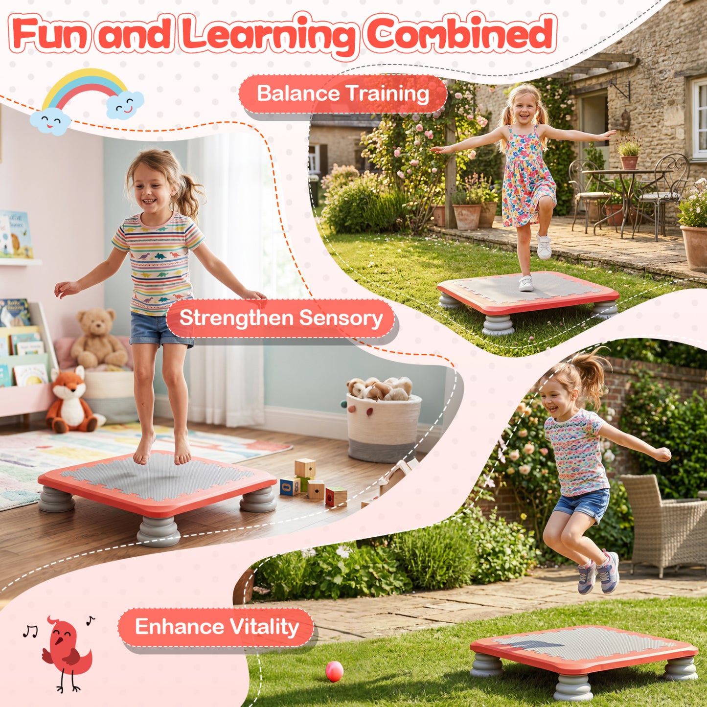 25.5 Inch Kids Mini Trampoline With 4 Non-Slip Foot Pads, Red Trampolines at Gallery Canada