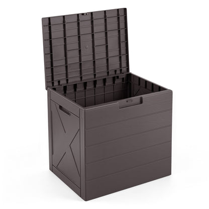 Bac de rangement de 25 gallons avec couvercle, poignées de transport, trou de verrouillage, marron