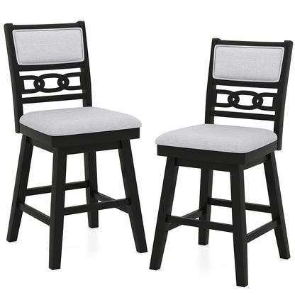 25 Inch Bar Stools, Set of 2, Upholstered Backrest, 360° Rotation Seat, Black Bar Stools at Gallery Canada