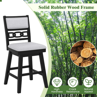 25 Inch Bar Stools, Set of 2, Upholstered Backrest, 360° Rotation Seat, Black Bar Stools at Gallery Canada