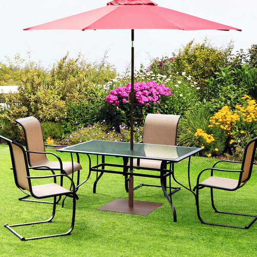 25 Inch Square Patio Umbrella Base 42 LBS Weighted, Brown