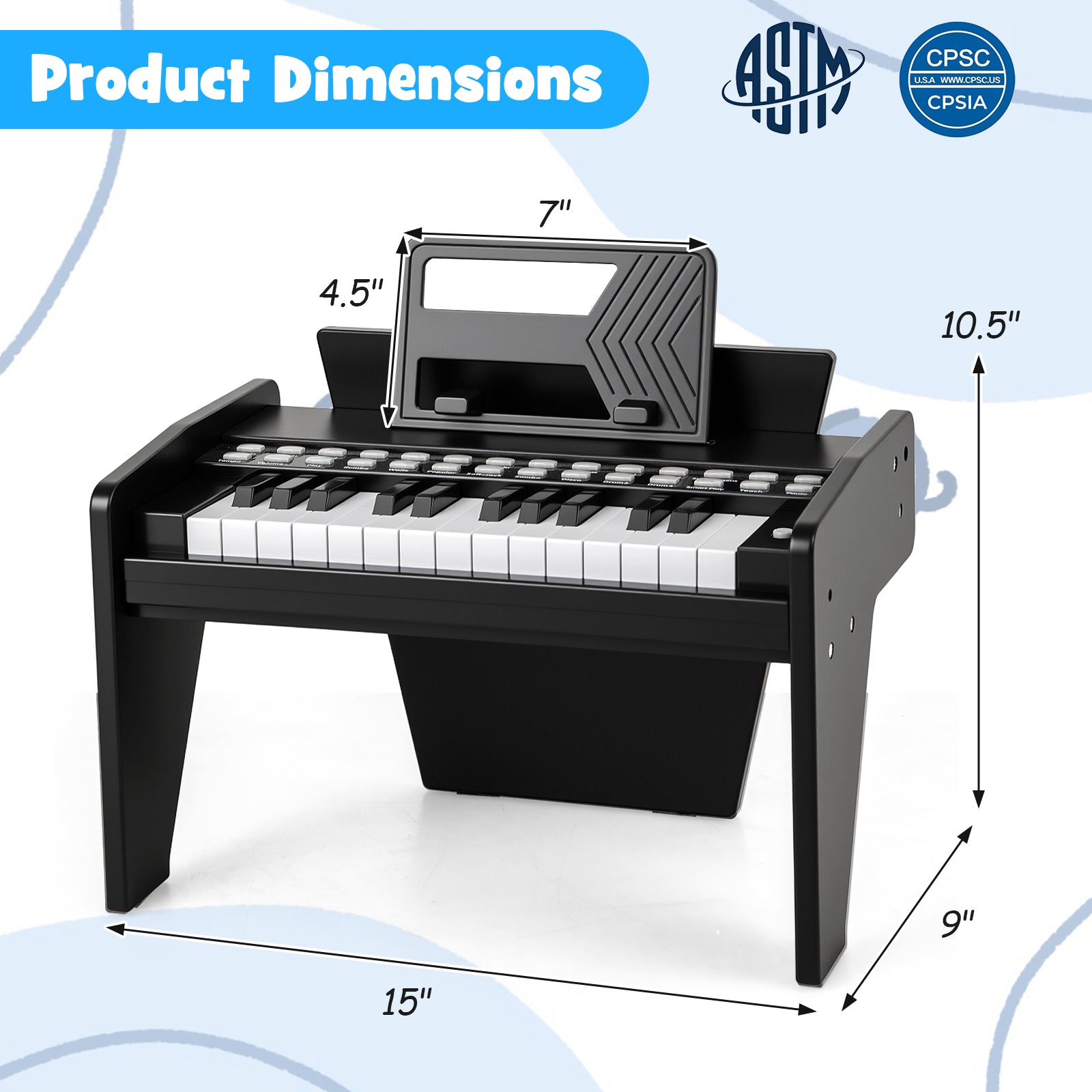 25 Keys Kids Piano Keyboard, Adjustable Speed Volume, Black Pianos & Keyboards at Gallery Canada