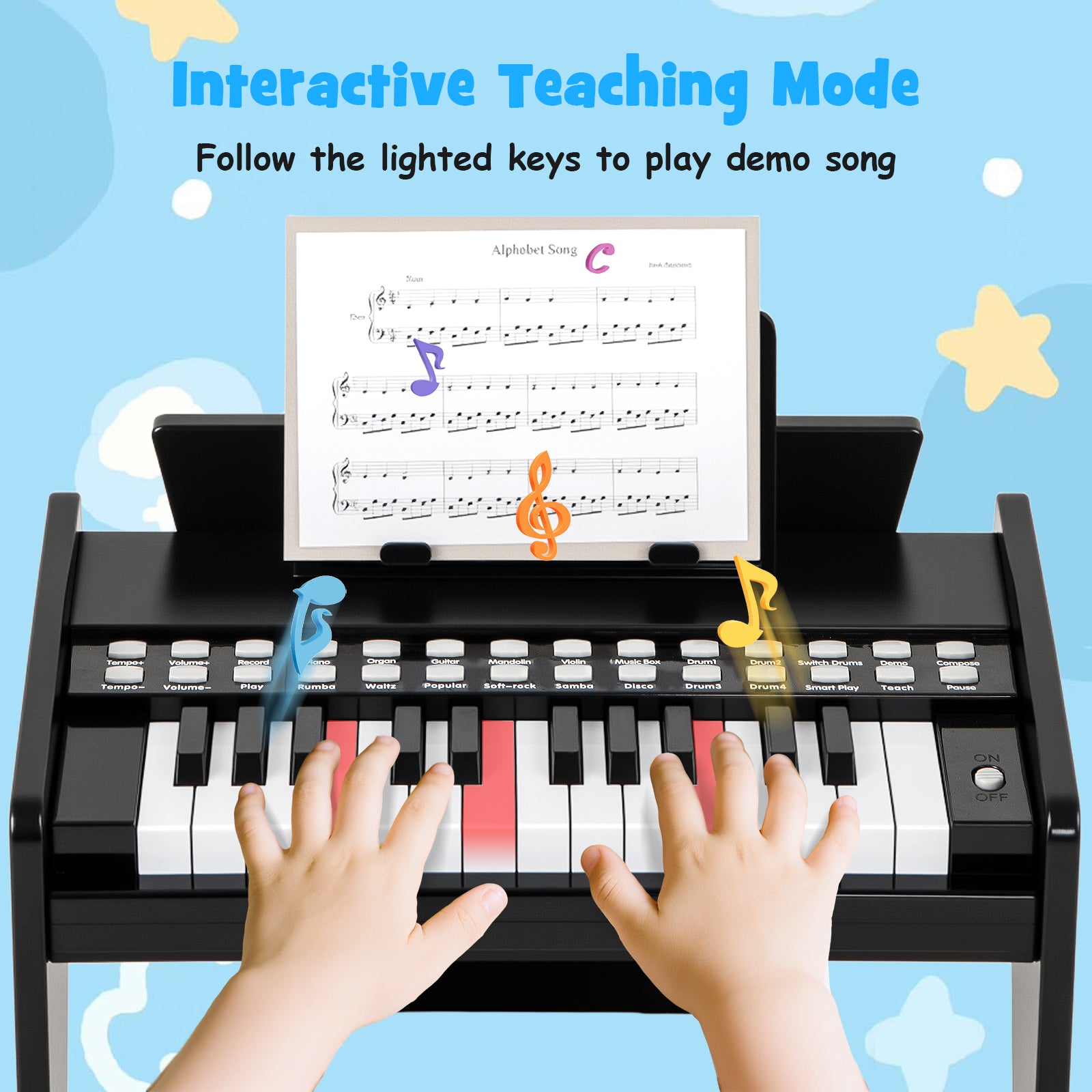 25 Keys Kids Piano Keyboard, Adjustable Speed Volume, Black Pianos & Keyboards at Gallery Canada