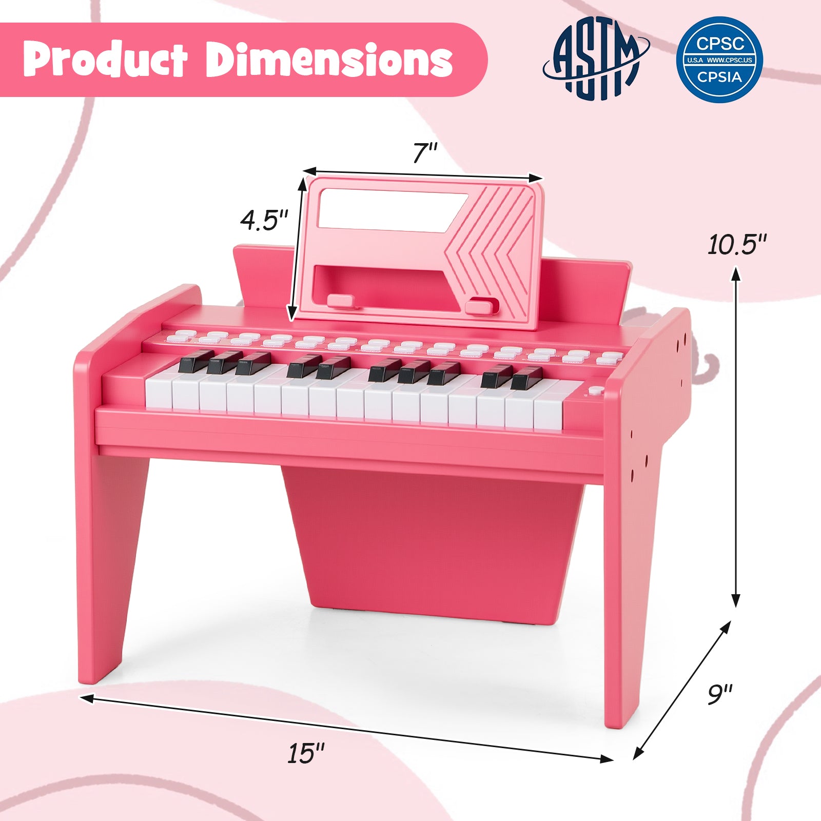 25 Keys Kids Piano Keyboard, Adjustable Speed, Volume, Pink Pianos & Keyboards at Gallery Canada