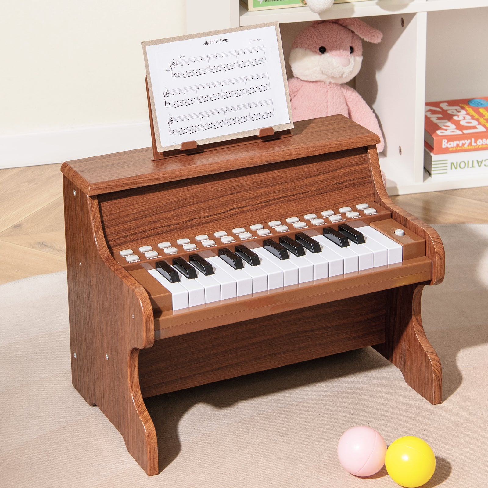 25 Keys Kids Piano Keyboard, Adjustable Speed, Teaching Mode, Brown Pianos & Keyboards at Gallery Canada
