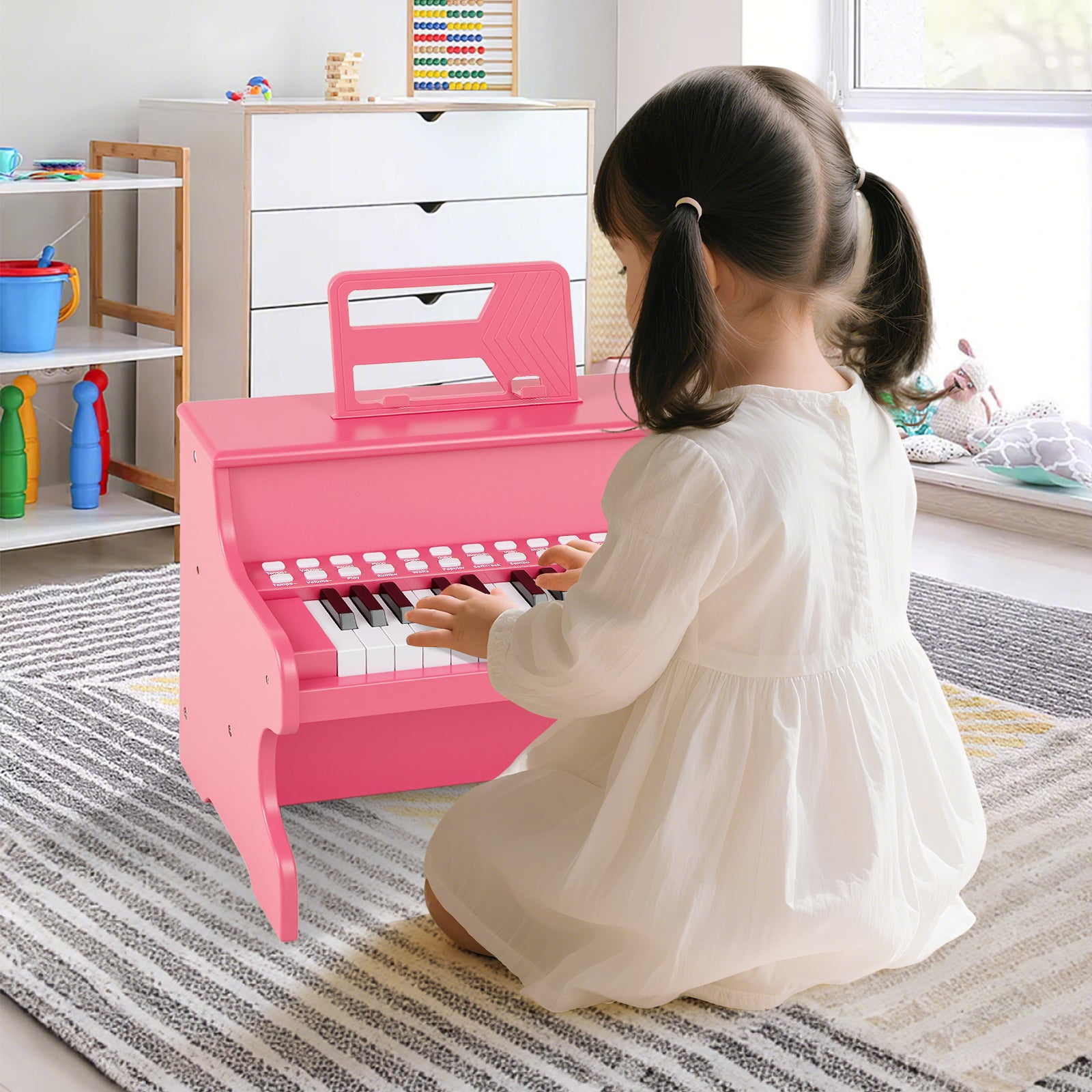 25 Keys Kids Piano Keyboard, Adjustable Speed, Teaching Mode, Pink Pianos & Keyboards at Gallery Canada
